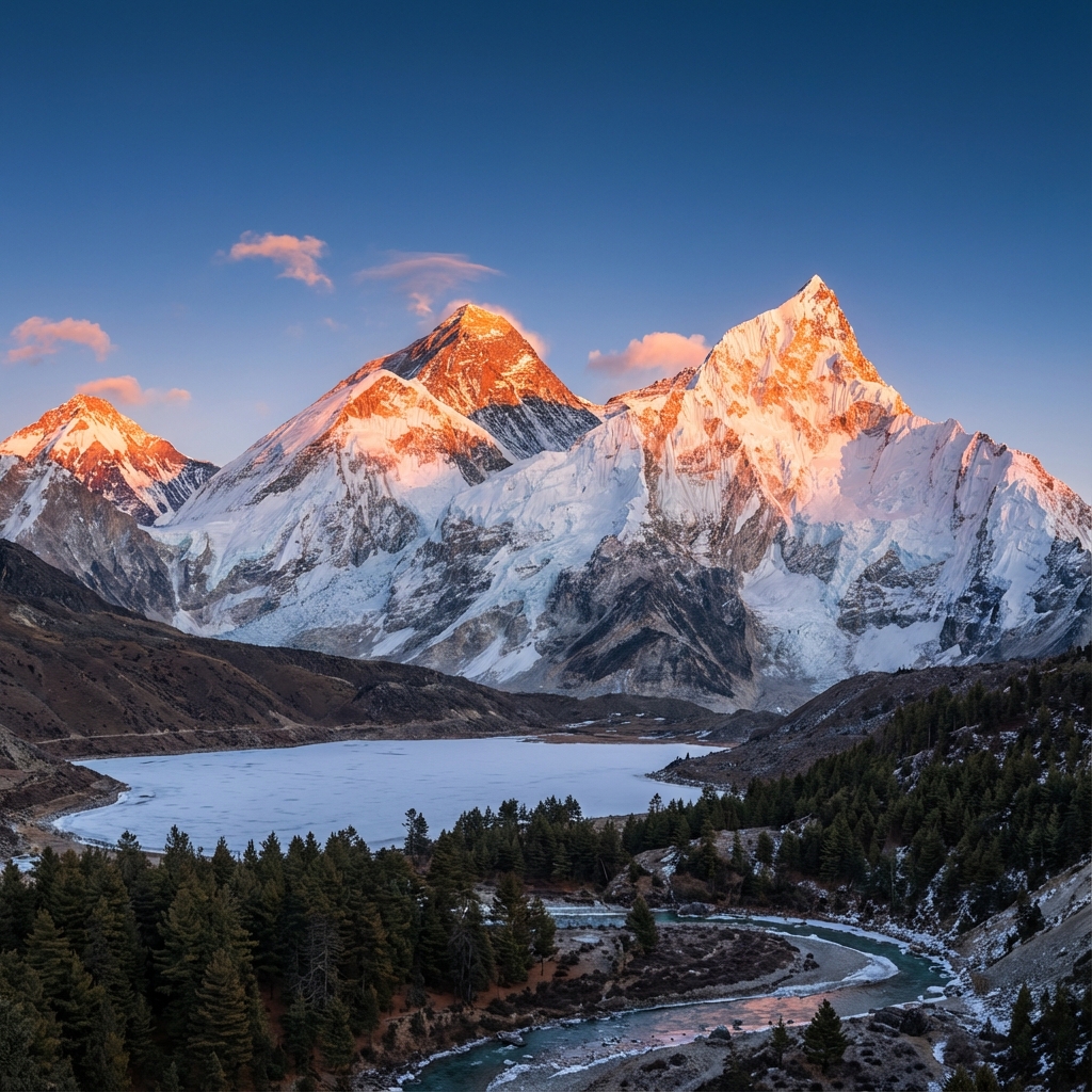 Snow-capped mountain peaks